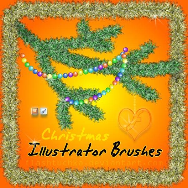 Free Christmas Tree Branch Illustrator Brushes
