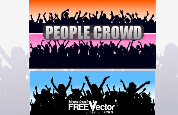 Free People Crowd Silhouettes Vector Image