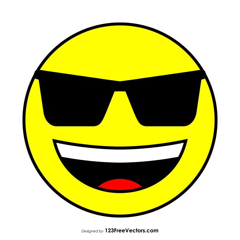 Flat Smiling Face with Sunglasses Emoji