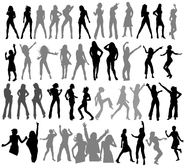 Dancing Girls Silhouettes Vector Free