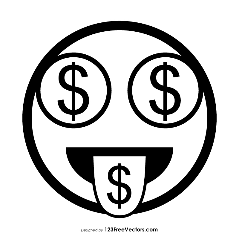 Money Mouth Face Emoji Outline Vector Download - money mouth face roblox cashformoneyonline