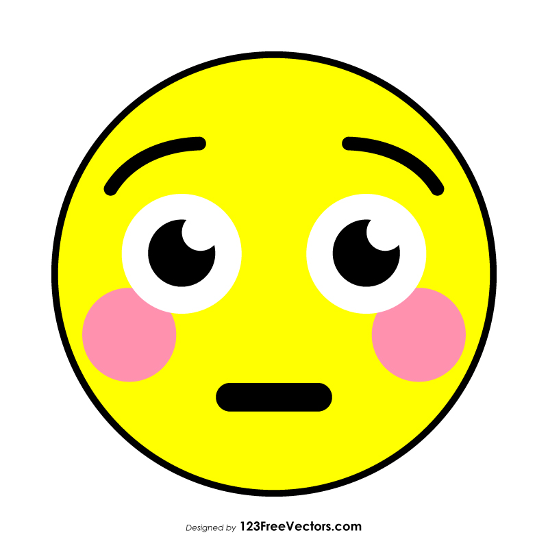 Flat Flushed Face Emoji