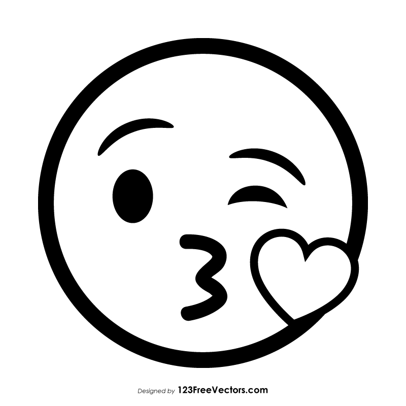 Download Face Blowing a Kiss Emoji Outline