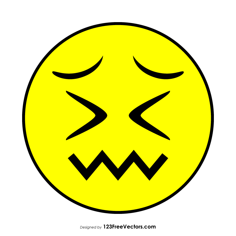Flat Confounded Face Emoji