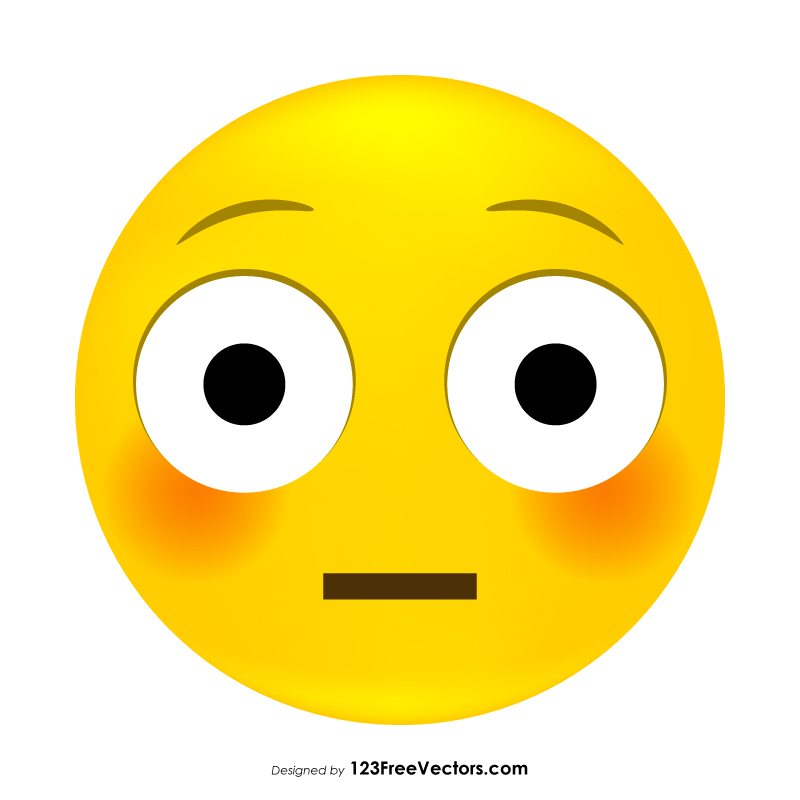 Flushed Face Emoji Vector Free 9437