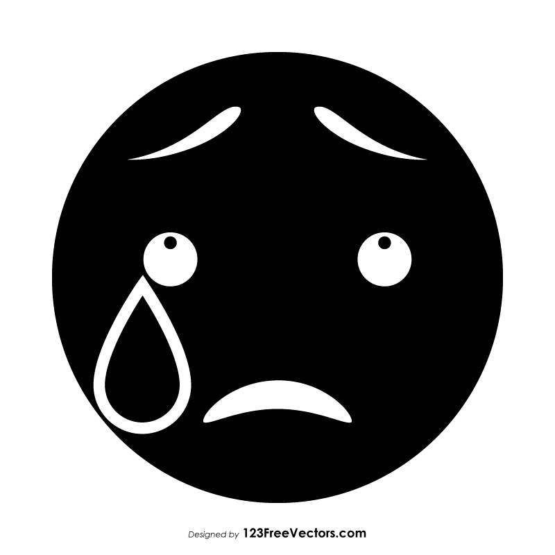 Black Anxious Face with Sweat Emoji Vector Download