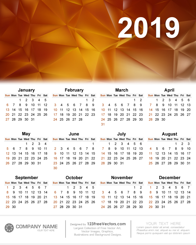 Calendar 2019 Vector