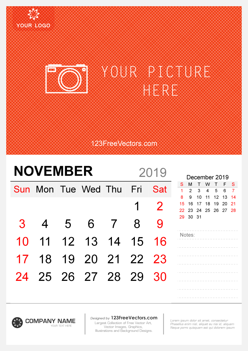 Wall Calendar November 2019