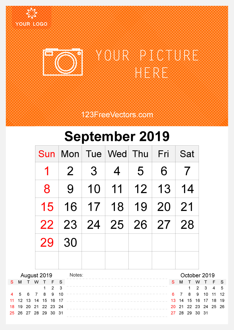 2019 September Wall Calendar Template Free