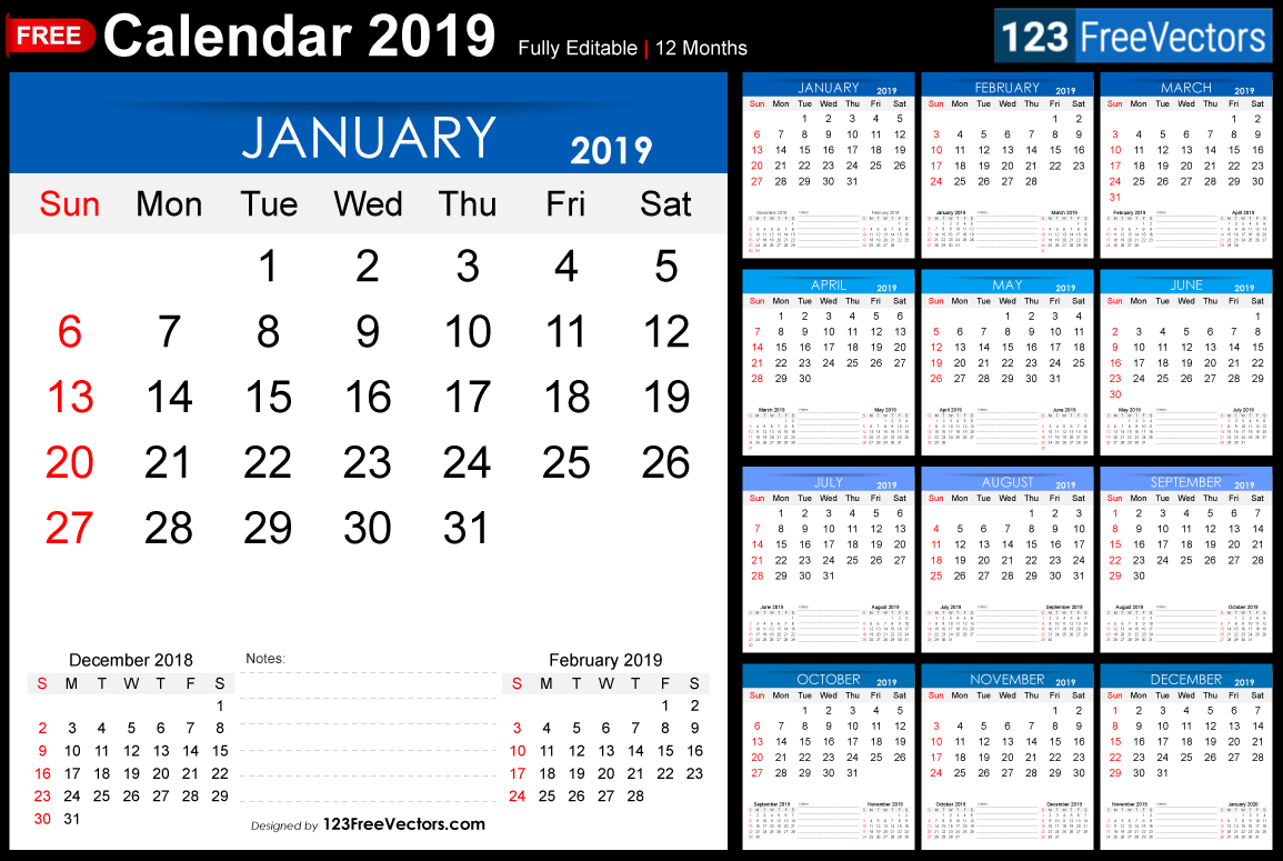 printable business calendar 2019