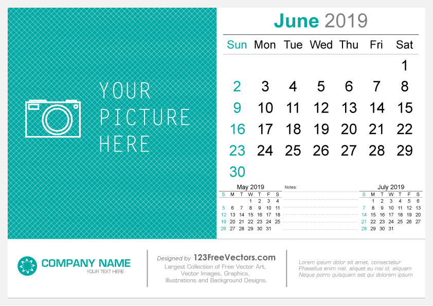 June 2019 Desk Calendar