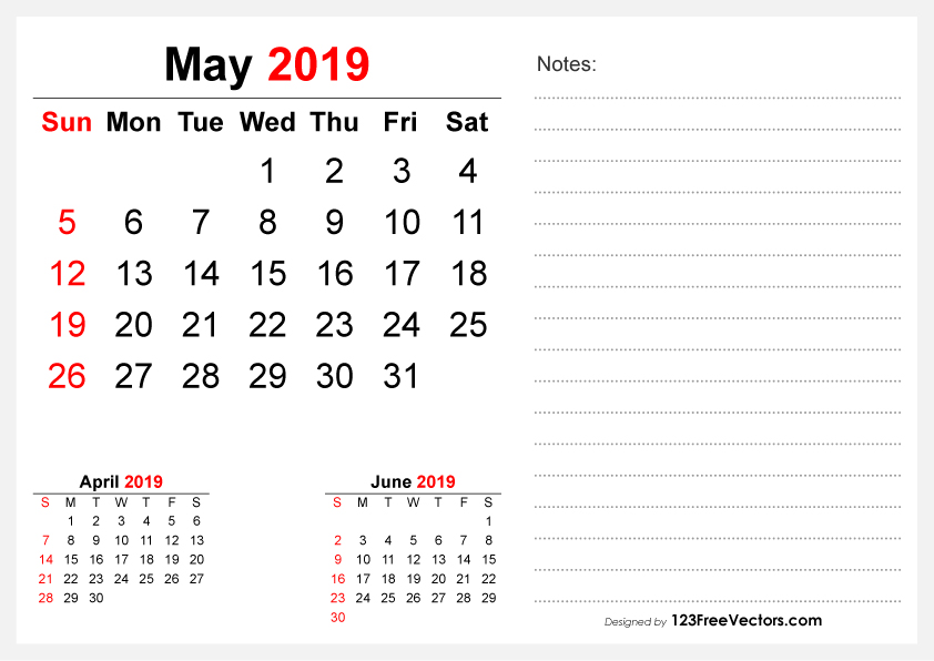 2019 May Desk Calendar Design