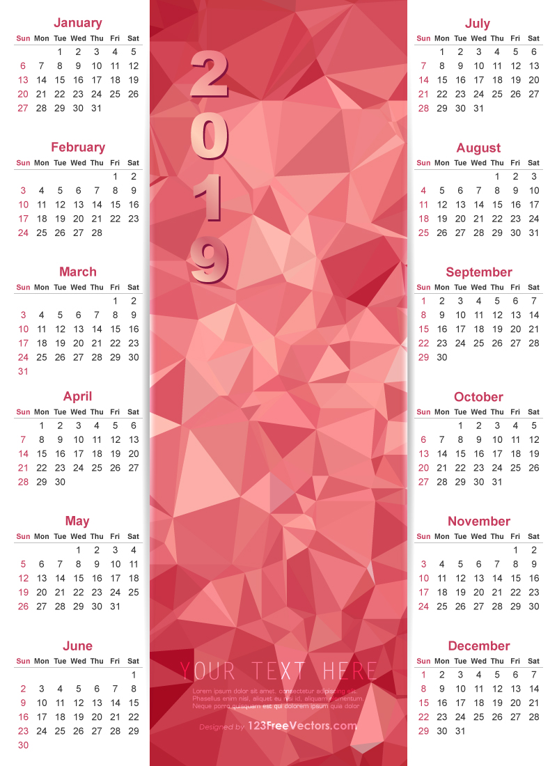 Calendar 2019 Vector Design