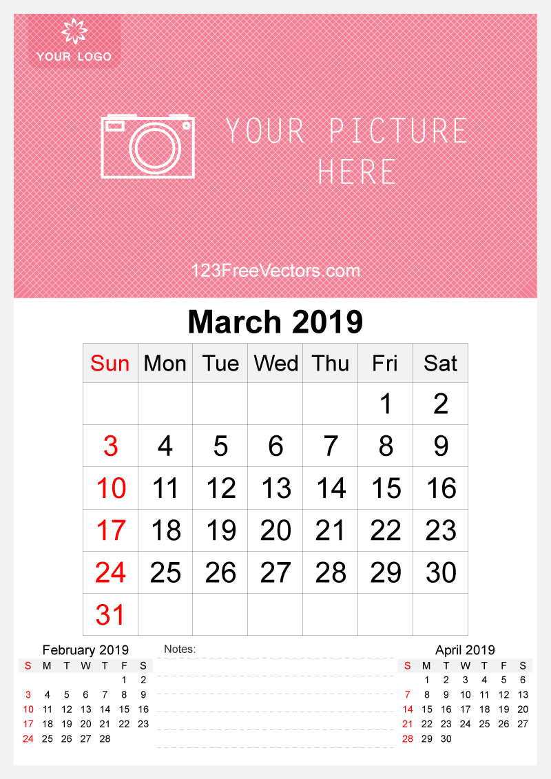 2019 March Wall Calendar Template Free