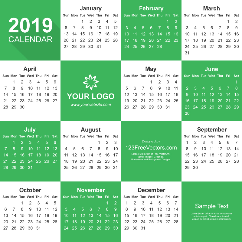 2019 Calendar Adobe Illustrator