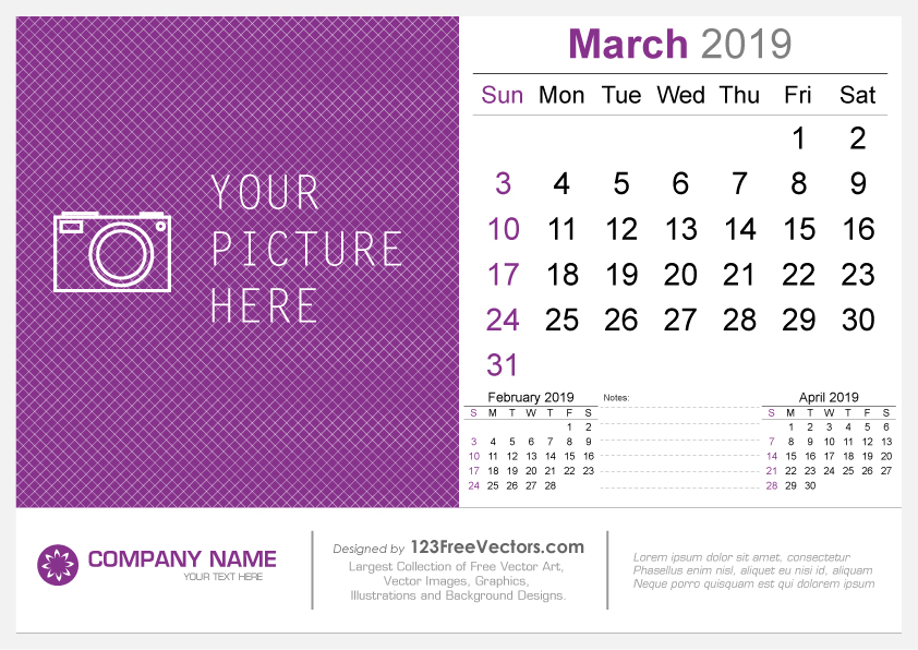 March 2019 Desk Calendar