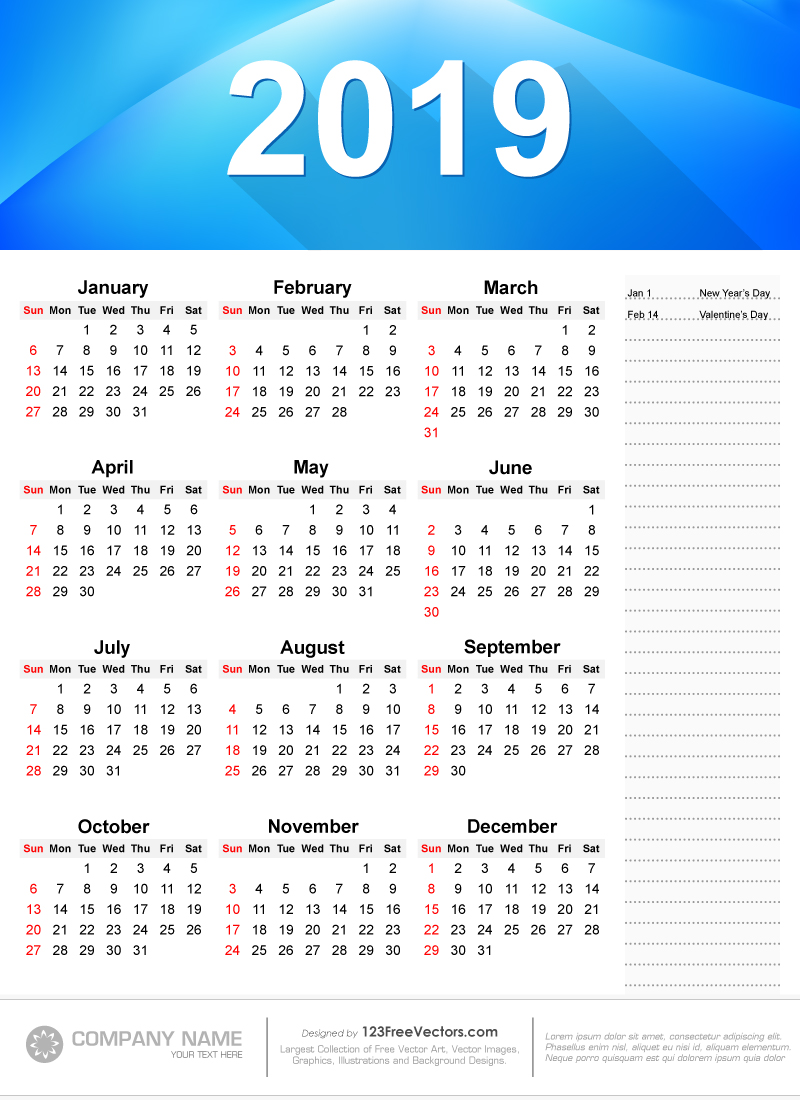 mini calendar 2019 printable