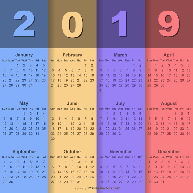 English Calendar 2019
