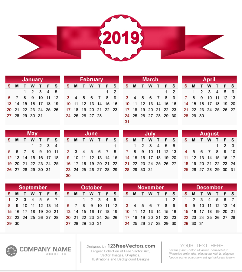 2019 calendar pdf download free
