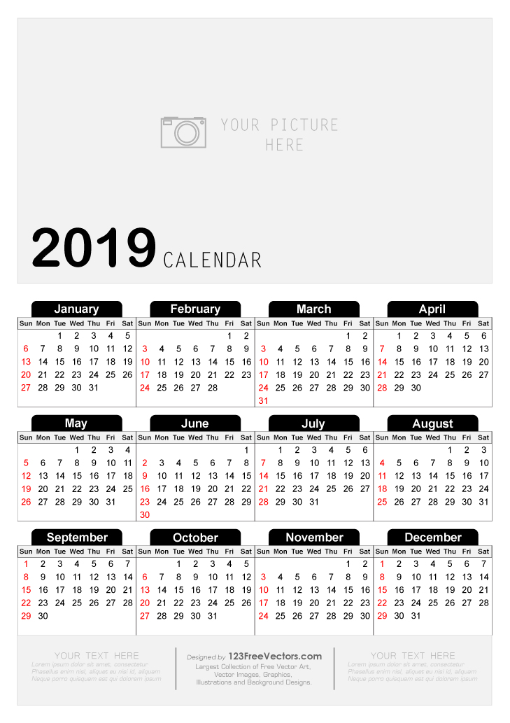 Free Printable Yearly Calendar 2019