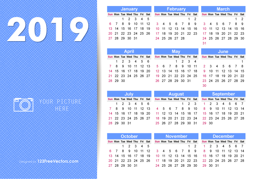 2019 Yearly Calendar - Bank2home.com