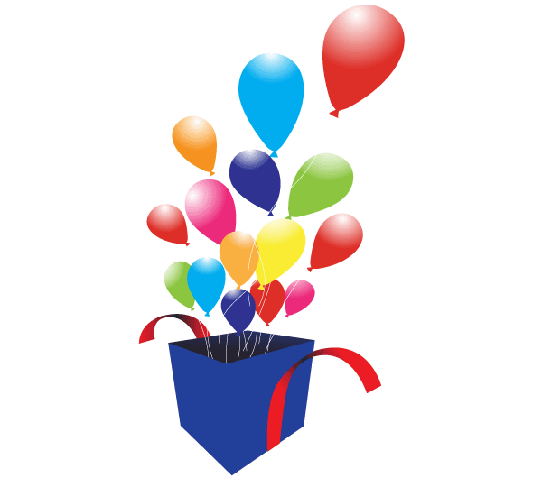 Box with Balloons Free Vector Art