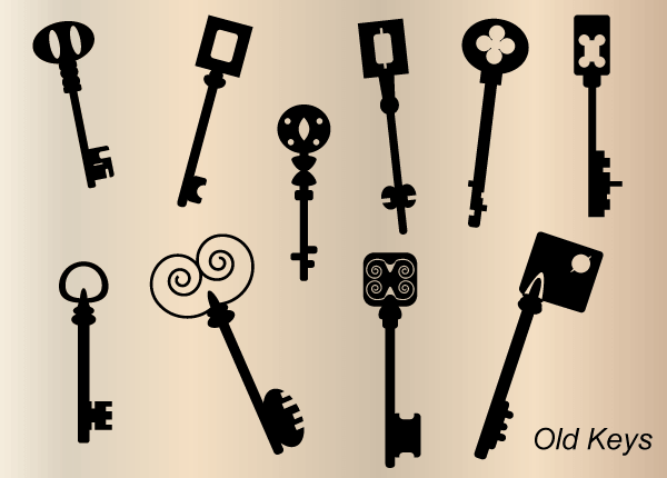 Old Key Silhouettes Vector Free