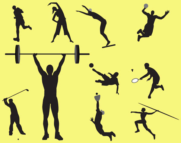 Free Vector Set: Sportsmen Silhouettes