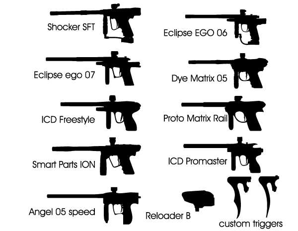 Paintball Marker Vector Silhouettes