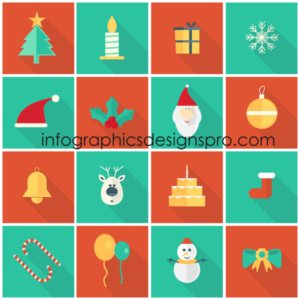 Vector Flat Christmas Icons Set Free