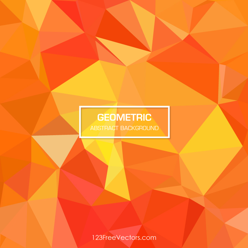 Abstract Red Yellow Fire Polygonal Triangular Background