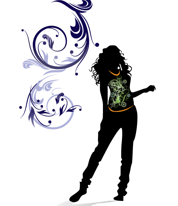 Girl with Floral Ornaments Vector Art