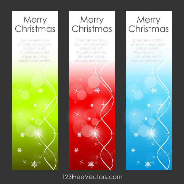 Merry Christmas Vertical Banners Vector Graphic