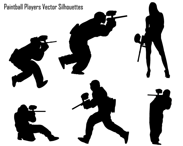 Paintball Players Vector Silhouette Free