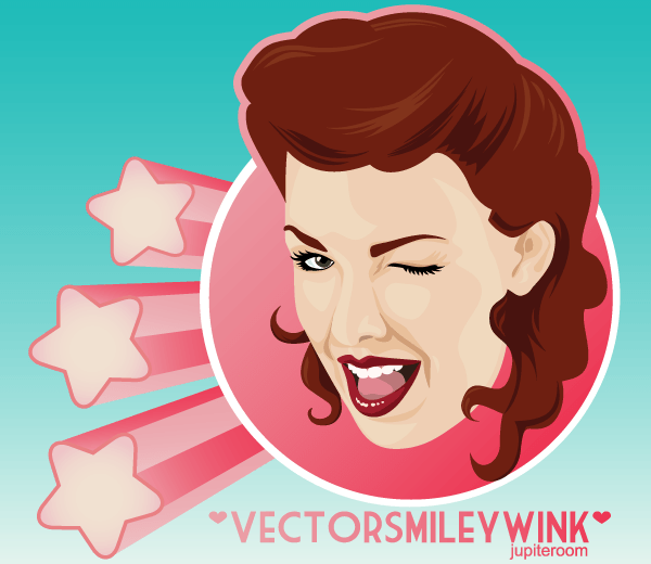Beautiful Young Woman Winking and Smiling Vector