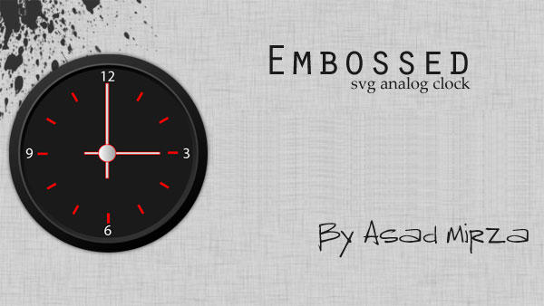 Embossed Svg Analog Clock Vector Free