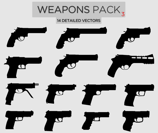 Free Weapons Vector Pack-3 Pistols