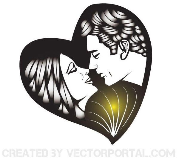 Man And Woman Kissing Vector Image Free