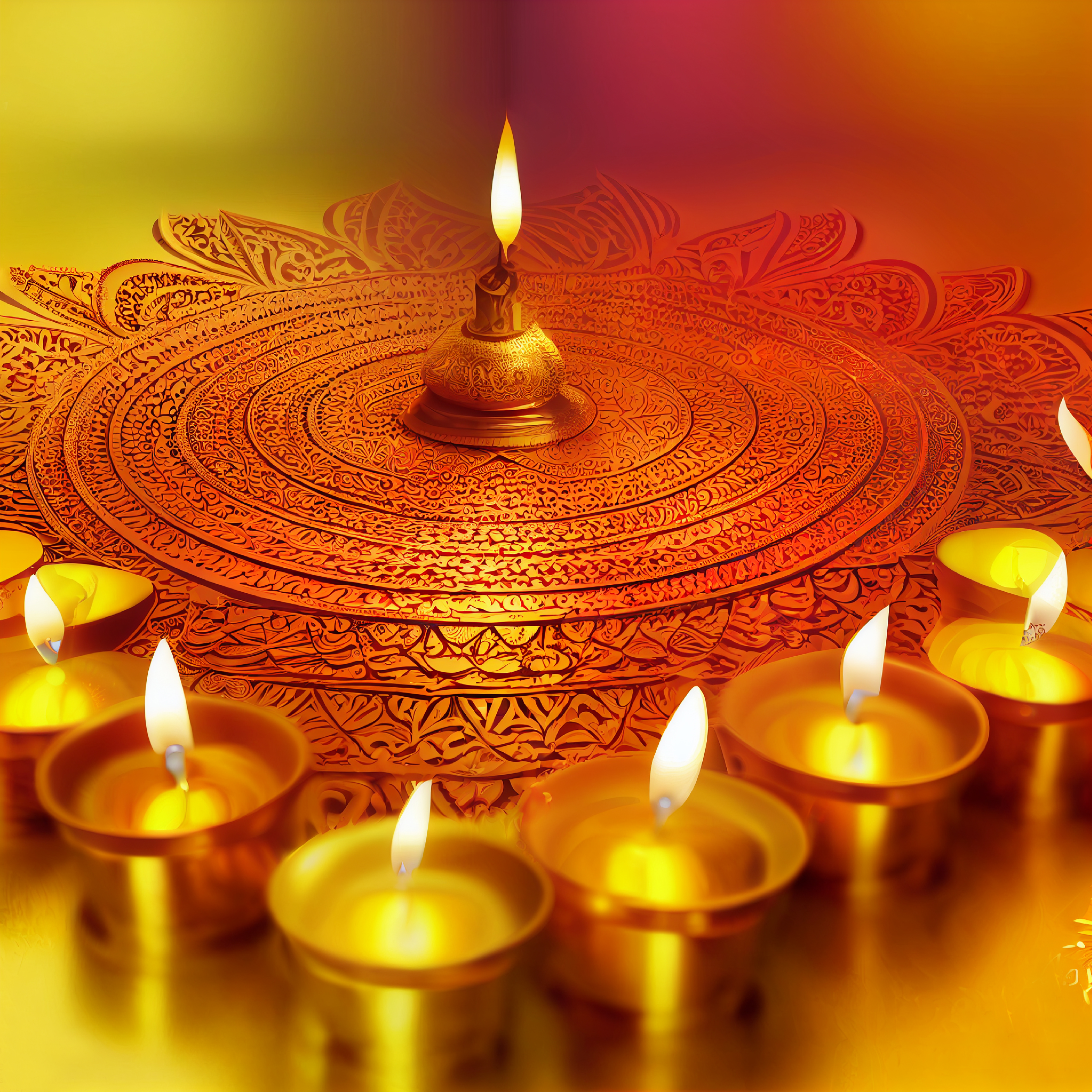 Free Gold Diwali Diya Background Image