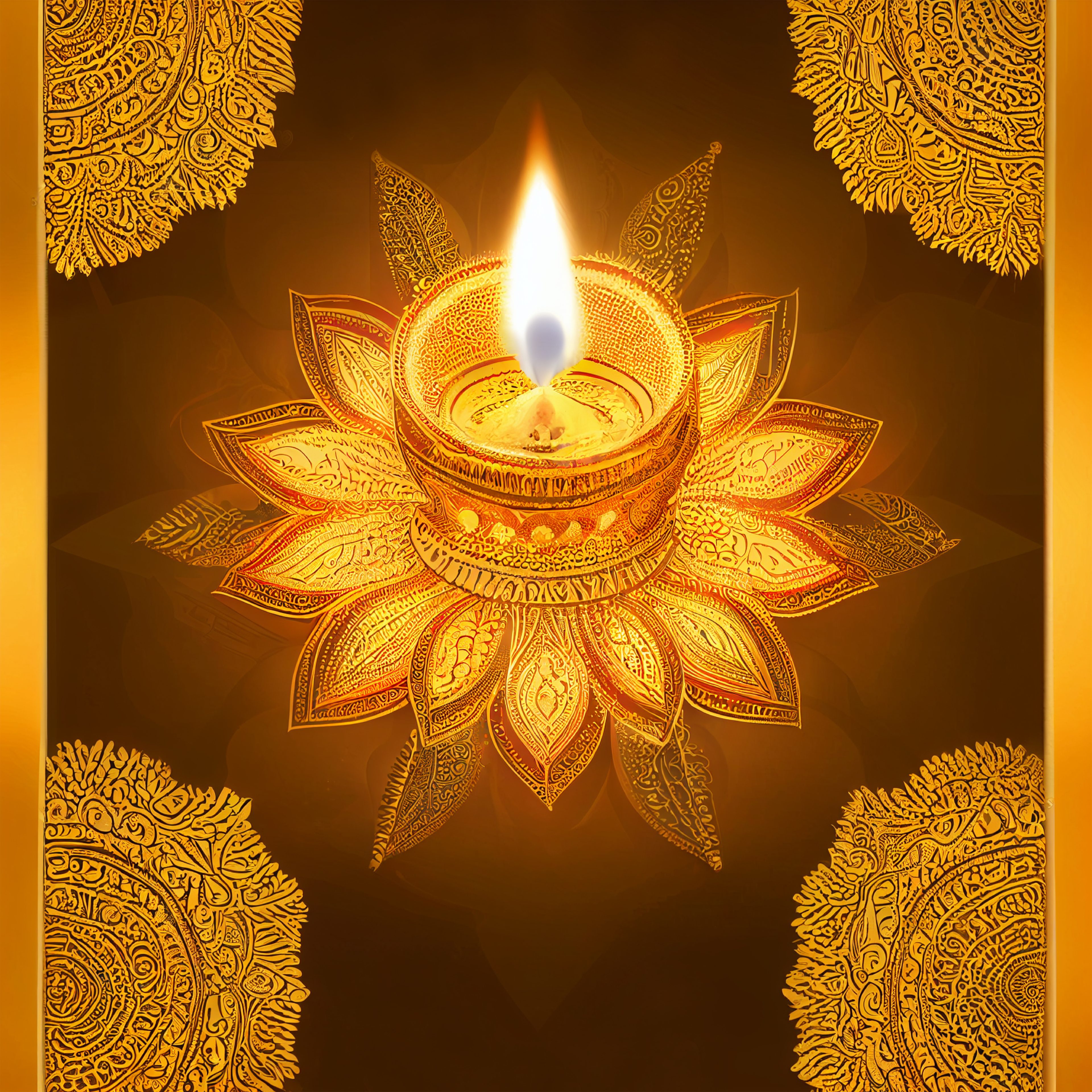 Gold Diwali Diya Background Design
