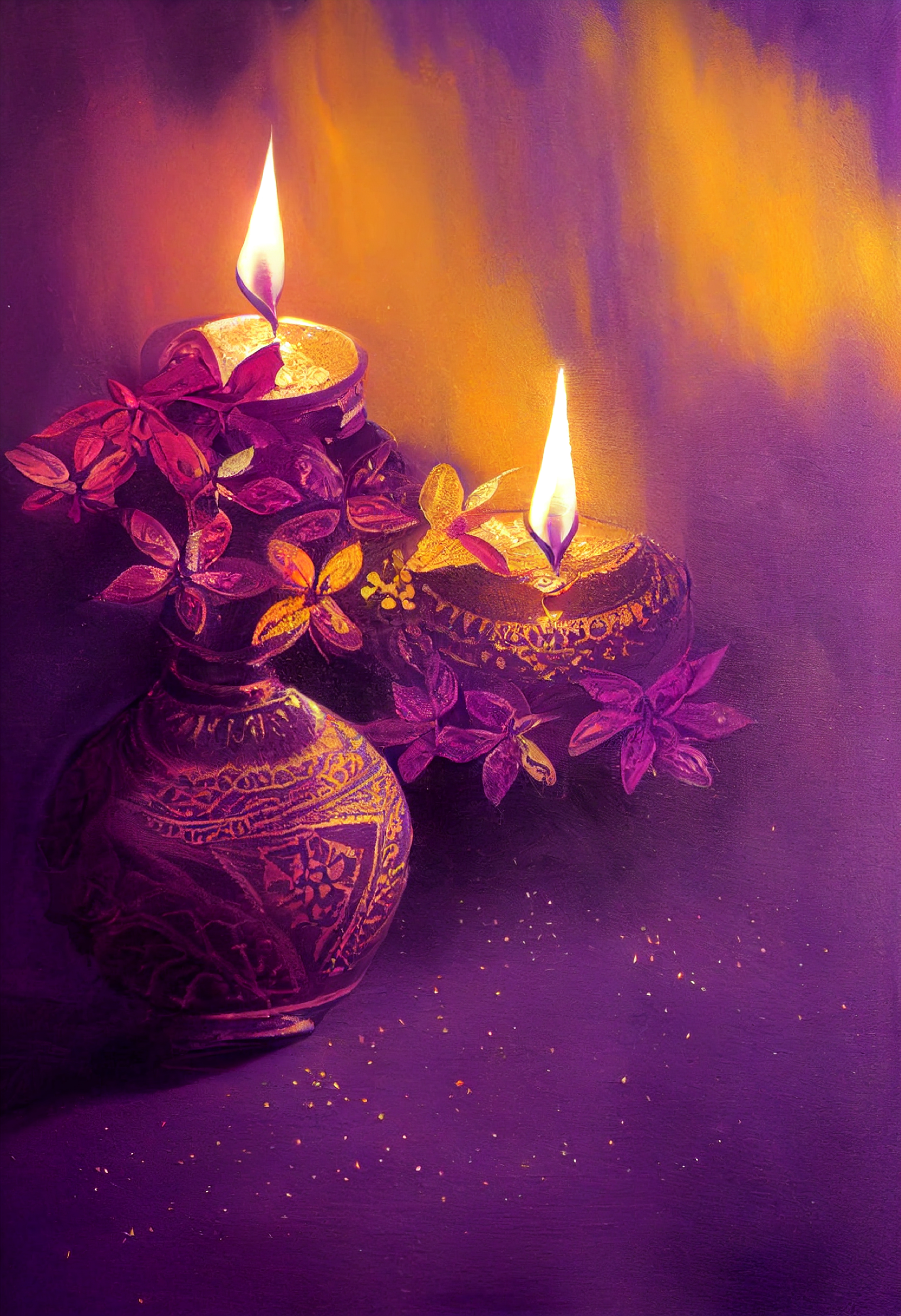 Free Purple and Gold Diwali Poster