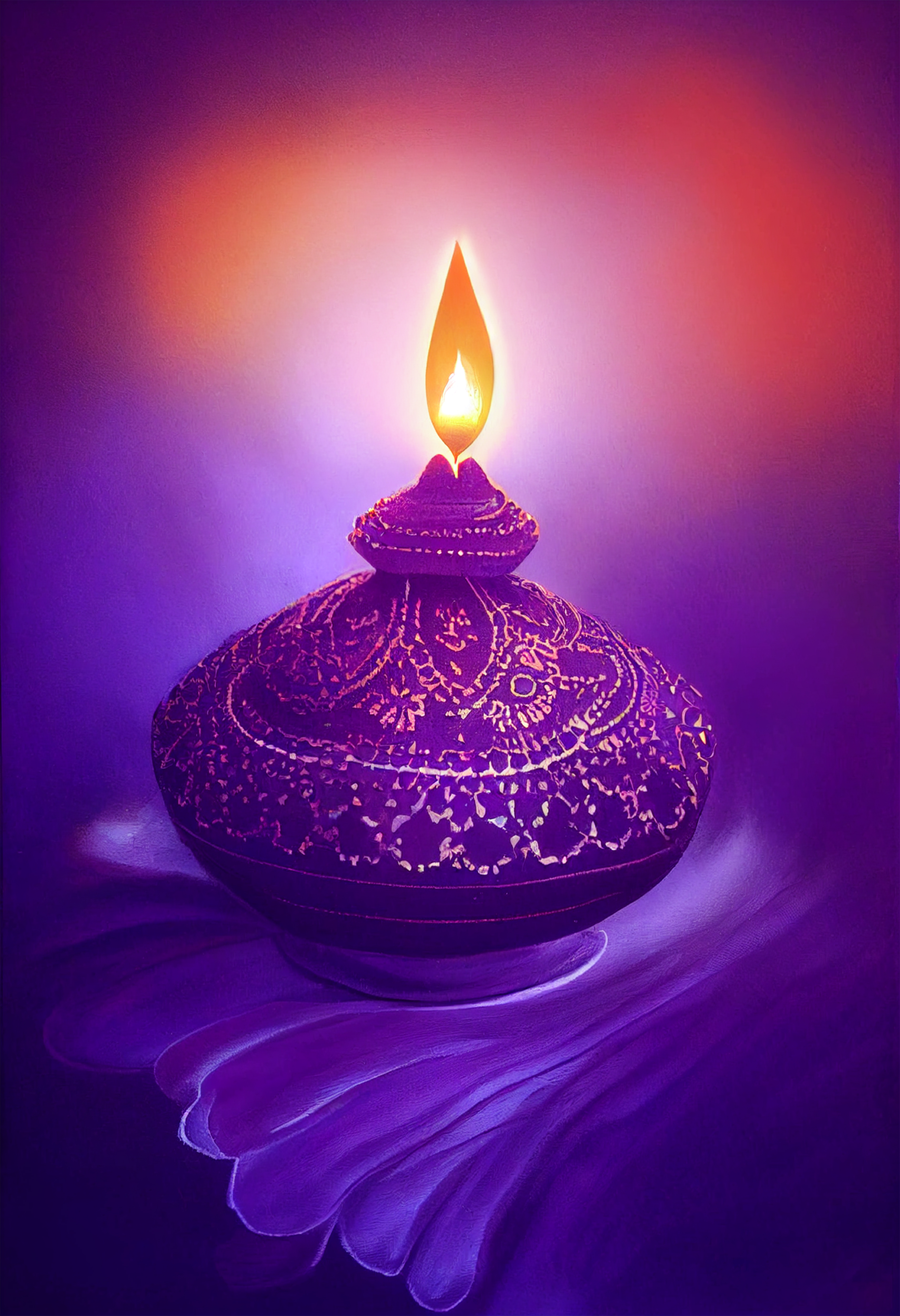 Purple Diwali Diya Background Image