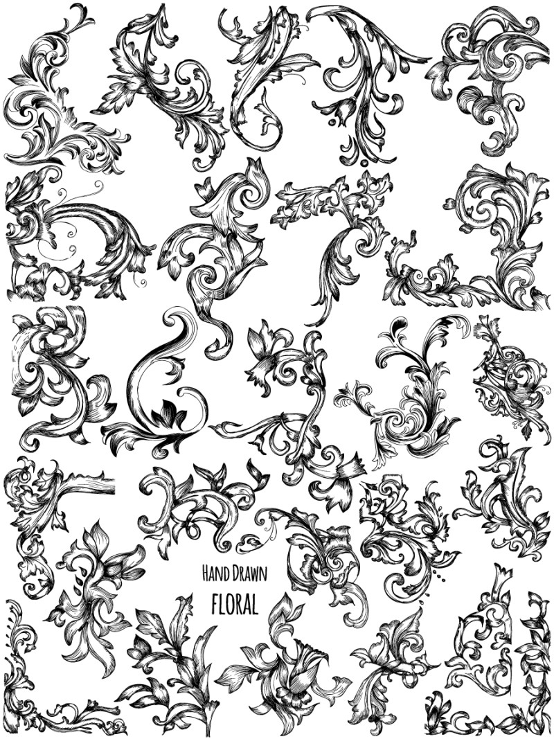 Hand Drawn Floral Ornaments