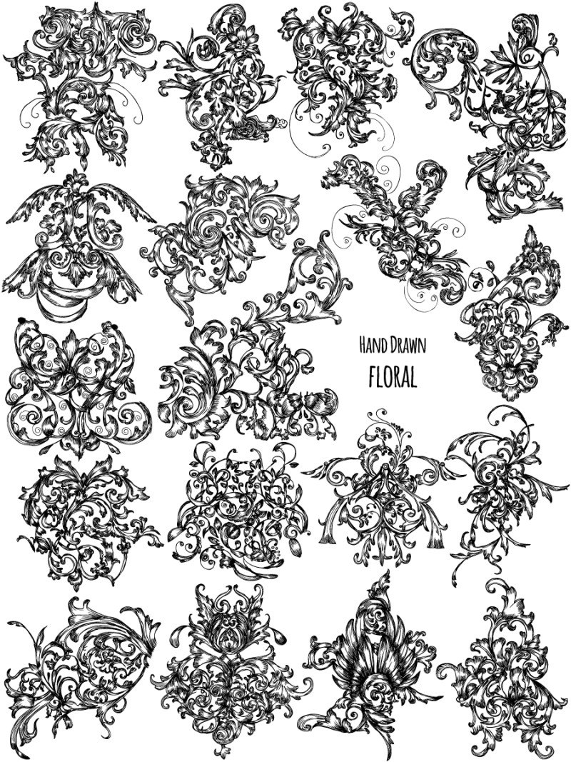 Hand Drawn Floral Ornaments
