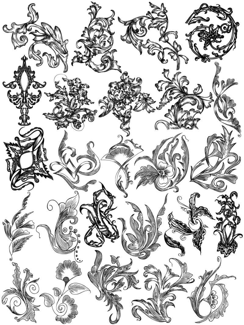 Elegant Floral Vector Ornaments