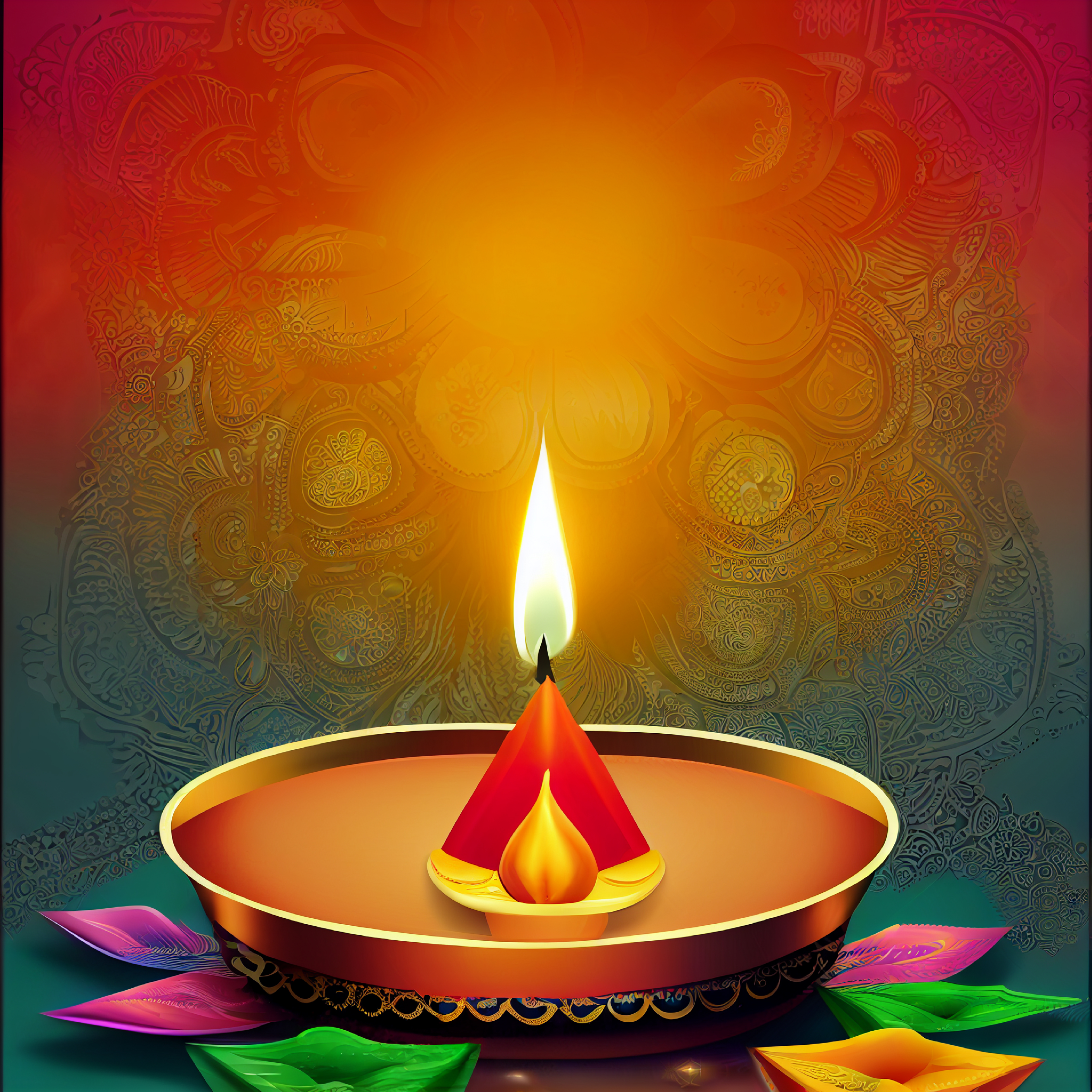 Free Happy Diwali Diya Poster Image
