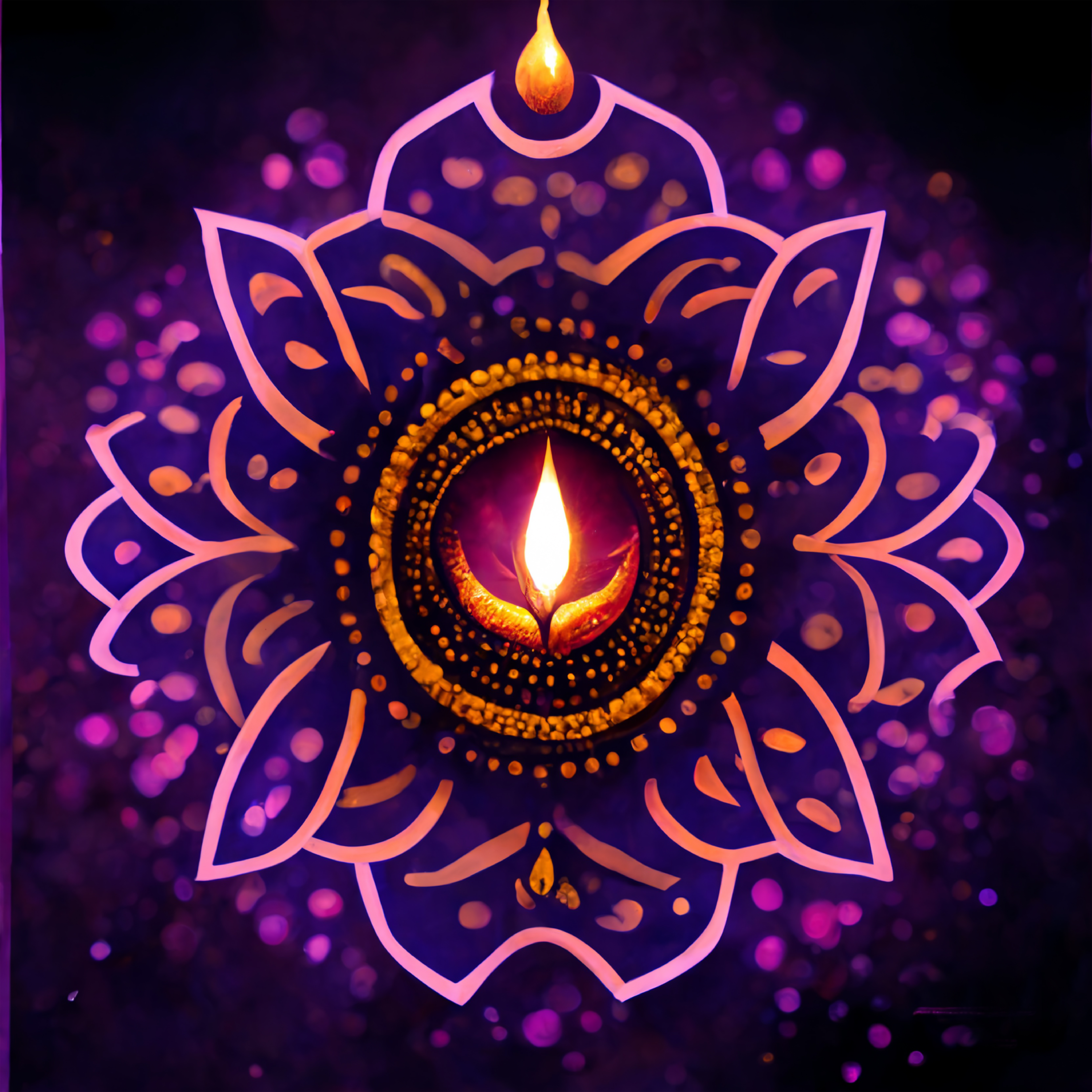 Free Happy Diwali Background with Diya and Rangoli Design