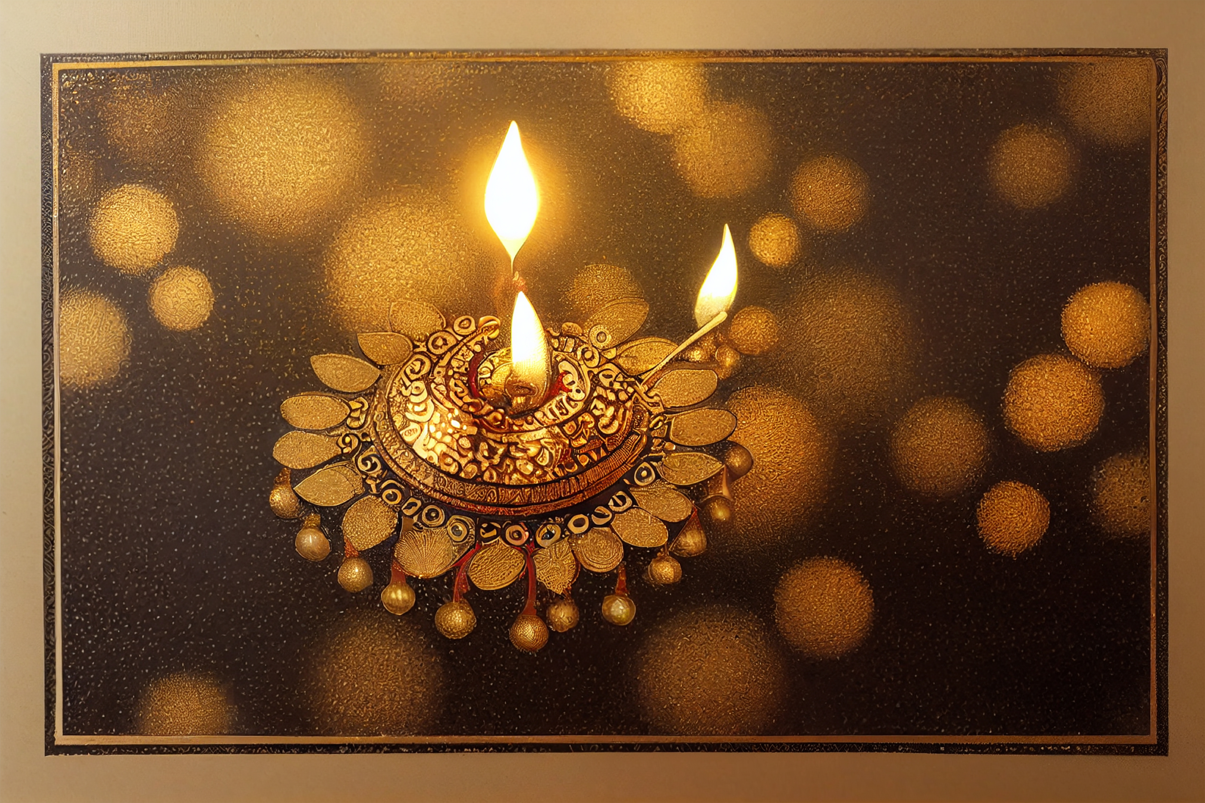 Golden Diwali Diya Background Image