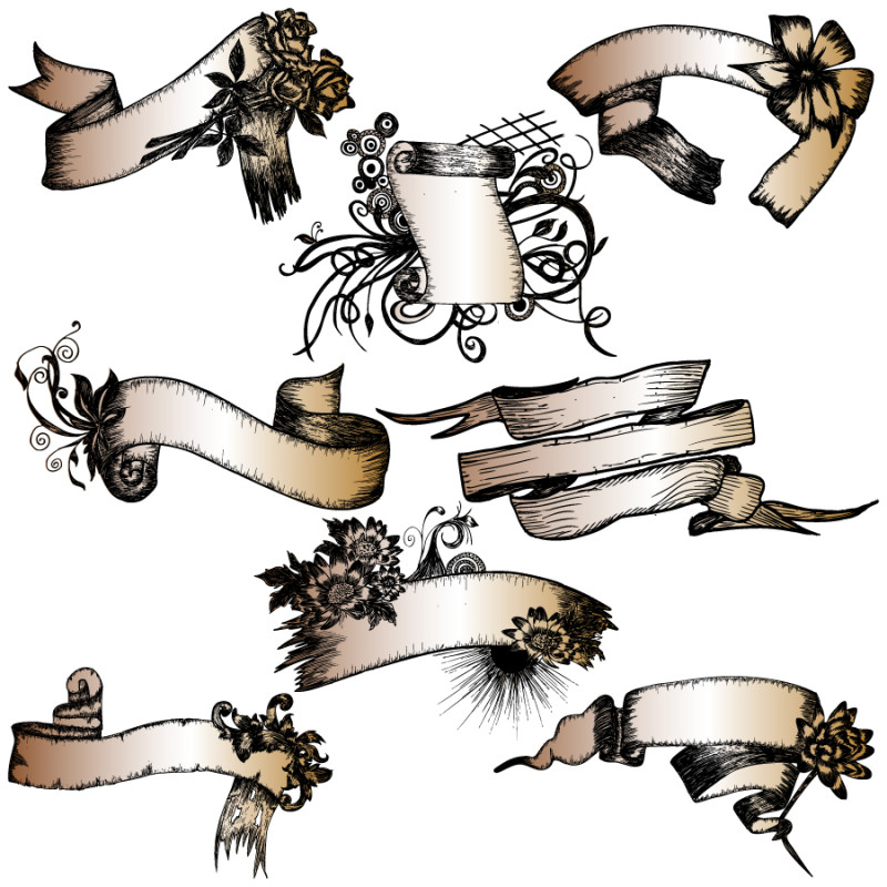 Decorative Ribbons and Floral Elements