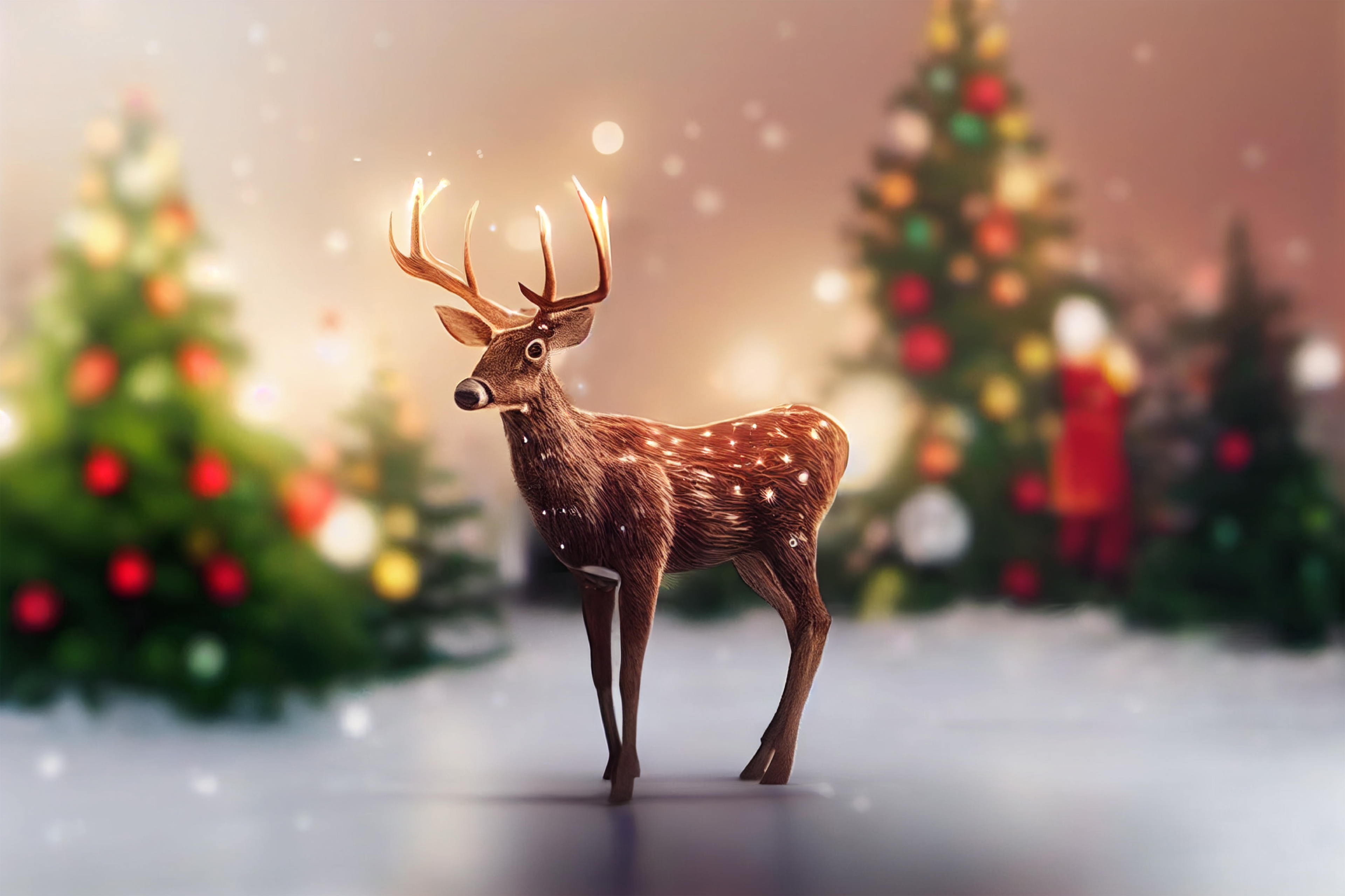 Christmas Background with Deer